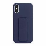 For iPhone XS / X Liquid Silicone Holder Phone Case(Midnight Blue)