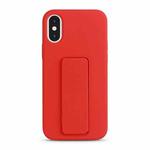 For iPhone XS / X Liquid Silicone Holder Phone Case(Red)