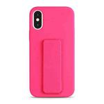 For iPhone XS / X Liquid Silicone Holder Phone Case(Brilliant Pink)