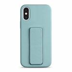 For iPhone XS / X Liquid Silicone Holder Phone Case(Sky Blue)