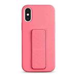 For iPhone XS / X Liquid Silicone Holder Phone Case(Rose Pink)