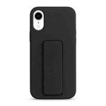 For iPhone XR Liquid Silicone Holder Phone Case(Black)