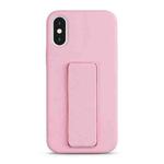 For iPhone XS Max Liquid Silicone Holder Phone Case(Pink)