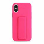 For iPhone XS Max Liquid Silicone Holder Phone Case(Brilliant Pink)