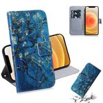 For iPhone 12 mini Coloured Drawing Horizontal Flip Leather Case, with Holder & Card Slots & Wallet(Apricot Flower)