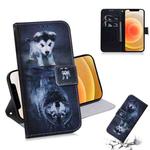 For iPhone 12 mini Coloured Drawing Horizontal Flip Leather Case, with Holder & Card Slots & Wallet(Wolf and Dog)