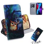 For iPhone 12 / 12 Pro Coloured Drawing Horizontal Flip Leather Case, with Holder & Card Slots & Wallet(Oil Painting Owl)