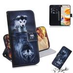 For LG K61 Coloured Drawing Horizontal Flip Leather Case, with Holder & Card Slots & Wallet(Wolf and Dog)