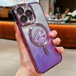 For iPhone 13 Pro Dual-Love Feather Gradient Glitter Magsafe TPU Phone Case(Purple)