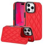 For iPhone 16 Pro Max Double Buckle Rhombic PU Leather Phone Case(Red)