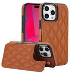 For iPhone 16 Pro Max Double Buckle Rhombic PU Leather Phone Case(Brown)