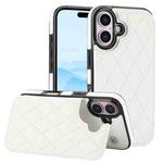 For iPhone 16 Plus Double Buckle Rhombic PU Leather Phone Case(White)