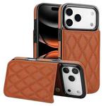 For iPhone 17 Pro Max Double Buckle Rhombic PU Leather Phone Case(Brown)