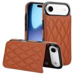 For iPhone Air Double Buckle Rhombic PU Leather Phone Case(Brown)