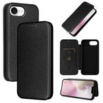 For iPhone SE 2024 Carbon Fiber Texture Flip Leather Phone Case(Black)