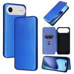 For iPhone 17 Air Carbon Fiber Texture Flip Leather Phone Case(Blue)