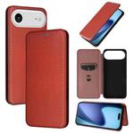 For iPhone 17 Air Carbon Fiber Texture Flip Leather Phone Case(Brown)