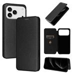 For iPhone 17 Pro Max Carbon Fiber Texture Flip Leather Phone Case(Black)