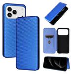 For iPhone 17 Pro Max Carbon Fiber Texture Flip Leather Phone Case(Blue)