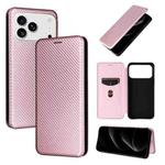 For iPhone 17 Pro Max Carbon Fiber Texture Flip Leather Phone Case(Pink)