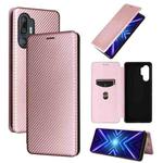 For HTC U24 Pro Carbon Fiber Texture Flip Leather Phone Case(Pink)