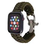 For Apple Watch Ultra 49mm / Series 8&7 45mm / SE 2&6&SE&5&4 44mm / 3&2&1 42mm Umbrella Cord Nylon Braided Watch Band(Green)