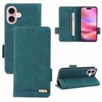 For iPhone 16 Plus Magnetic Clasp Leather Phone Case(Green)