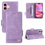 For iPhone 16 Plus Magnetic Clasp Leather Phone Case(Purple)