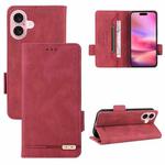 For iPhone 16 Magnetic Clasp Leather Phone Case(Red)