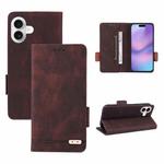 For iPhone 17 Magnetic Clasp Leather Phone Case(Brown)