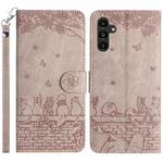 For Samsung Galaxy S25 5G Cat Embossing Pattern Leather Phone Case with Lanyard(Grey)