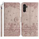 For Samsung Galaxy S25+ 5G Cat Embossing Pattern Leather Phone Case with Lanyard(Grey)