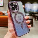 For iPhone 11 Pro Loves Gradient Glitter Carbon Fiber Magsafe TPU Phone Case(Purple)