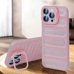 For iPhone 14 Pro Max Invisible Holder Cooling Phone Case(Transparent Pink)