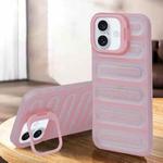 For iPhone 16 Invisible Holder Cooling Phone Case(Transparent Pink)