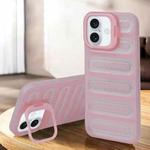 For iPhone 16 Plus Invisible Holder Cooling Phone Case(Transparent Pink)