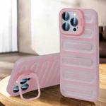 For iPhone 16 Pro Invisible Holder Cooling Phone Case(Transparent Pink)