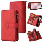 For iPhone SE 2024 Skin Feel Multi Card Slots Zipper Wallet Leather Phone Case(Red)