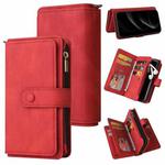 For iPhone 17 Pro Max Skin Feel Multi Card Slots Zipper Wallet Leather Phone Case(Red)