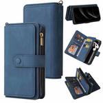 For iPhone 17 Pro Max Skin Feel Multi Card Slots Zipper Wallet Leather Phone Case(Blue)