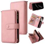 For iPhone 17 Pro Skin Feel Multi Card Slots Zipper Wallet Leather Phone Case(Pink)