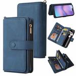 For iPhone 17 Skin Feel Multi Card Slots Zipper Wallet Leather Phone Case(Blue)