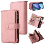 For iPhone 17 Air Skin Feel Multi Card Slots Zipper Wallet Leather Phone Case(Pink)