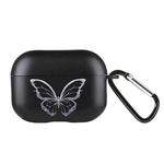 For AirPods Pro 2 Wireless Earphones TPU Painted Protective Case(Black Hollow Butterfly)