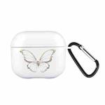 For AirPods 3 Wireless Earphones TPU Painted Protective Case(White Hollow Butterfly)