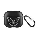 For AirPods 3 Wireless Earphones TPU Painted Protective Case(Black Hollow Butterfly)