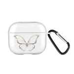 For AirPods 3 Wireless Earphones TPU Painted Protective Case(Transparent Hollow Butterfly)