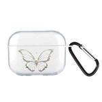 For AirPods Pro Wireless Earphones TPU Painted Protective Case(Transparent Hollow Butterfly)