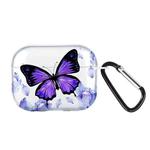 For AirPods Pro Wireless Earphones TPU Painted Protective Case(Transparent Purple Butterfly)