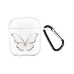 For AirPods 2 / 1 Wireless Earphones TPU Painted Protective Case(White Hollow Butterfly)